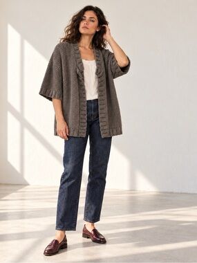 Saint James Wool Alpaca Dolman Cardigan Taupe Made in France